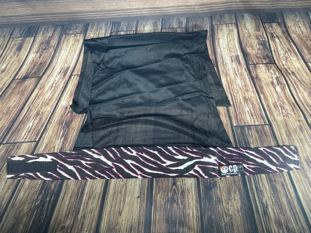Pink, Black, & White Zebra w/Black Mesh